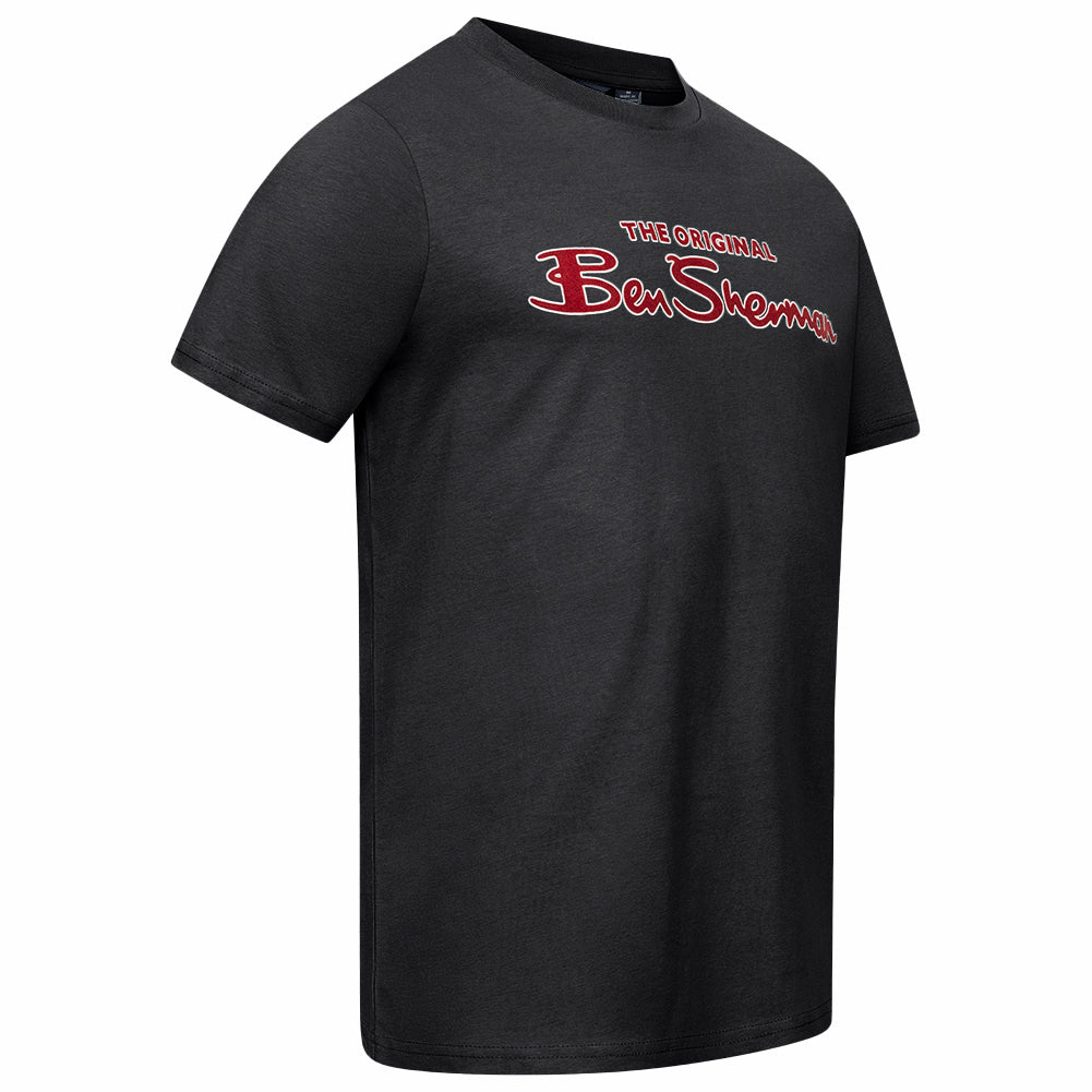 BEN SHERMAN Flocked Logo Herren T-Shirt 0076268-BLACK