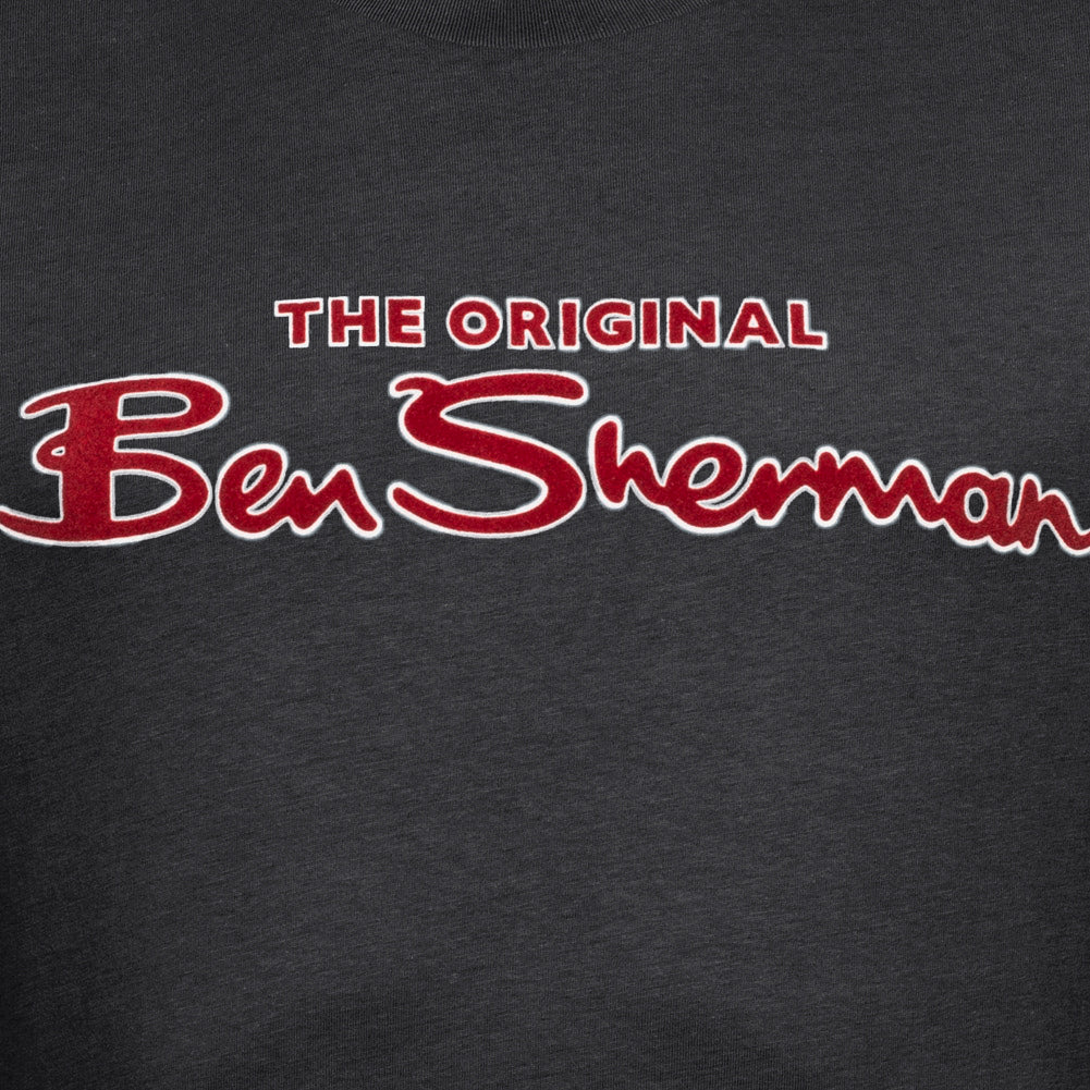 BEN SHERMAN Flocked Logo Herren T-Shirt 0076268-BLACK