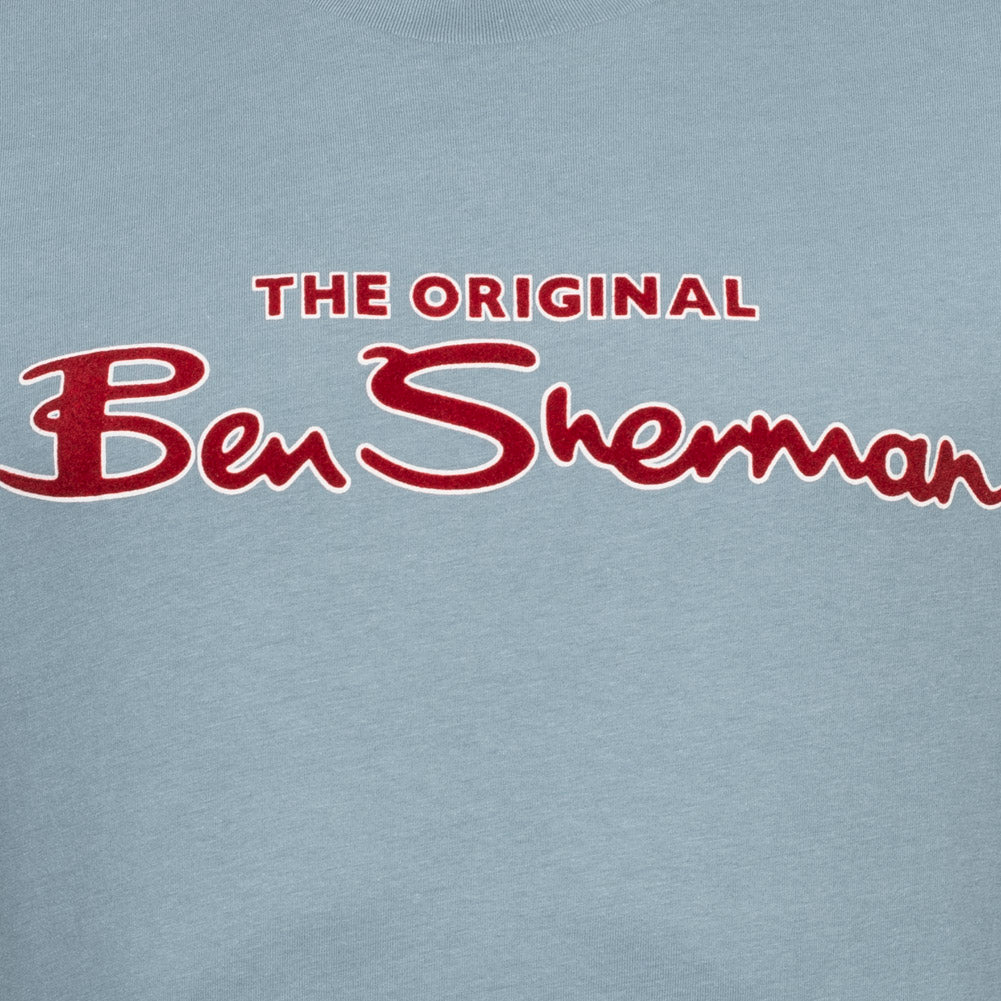BEN SHERMAN Flocked Logo Herren T-Shirt 0076268-PETROL