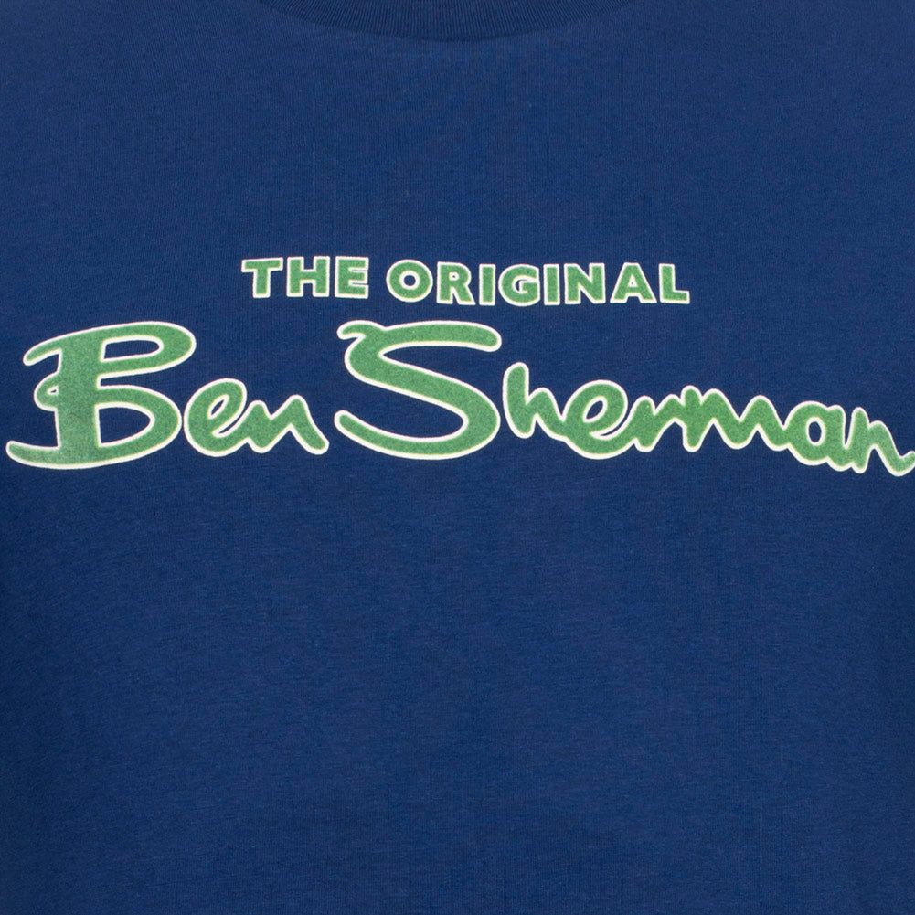 BEN SHERMAN Flocked Logo Herren T-Shirt 0076268-TWILIGHTDENIM