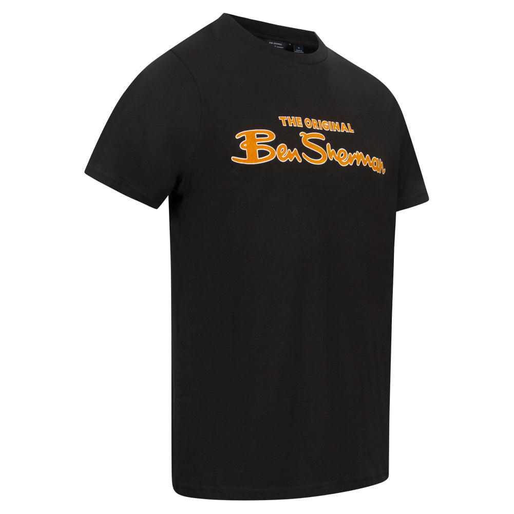 BEN SHERMAN Flocked Logo Herren T-Shirt 0076268N-BLACK