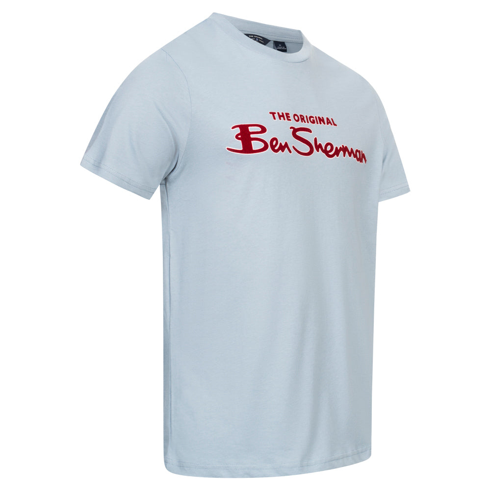 BEN SHERMAN Flocked Logo Herren T-Shirt 0076268N-ICEBLUE