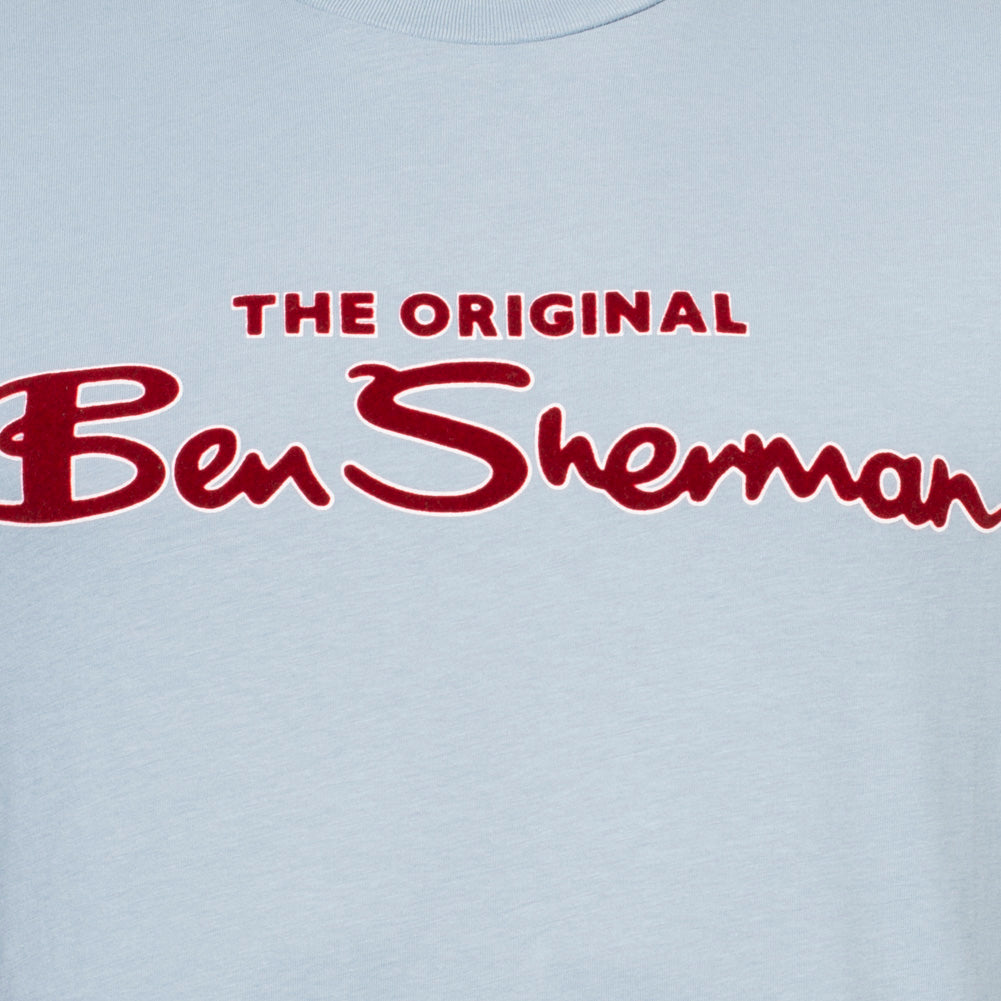 BEN SHERMAN Flocked Logo Herren T-Shirt 0076268N-ICEBLUE