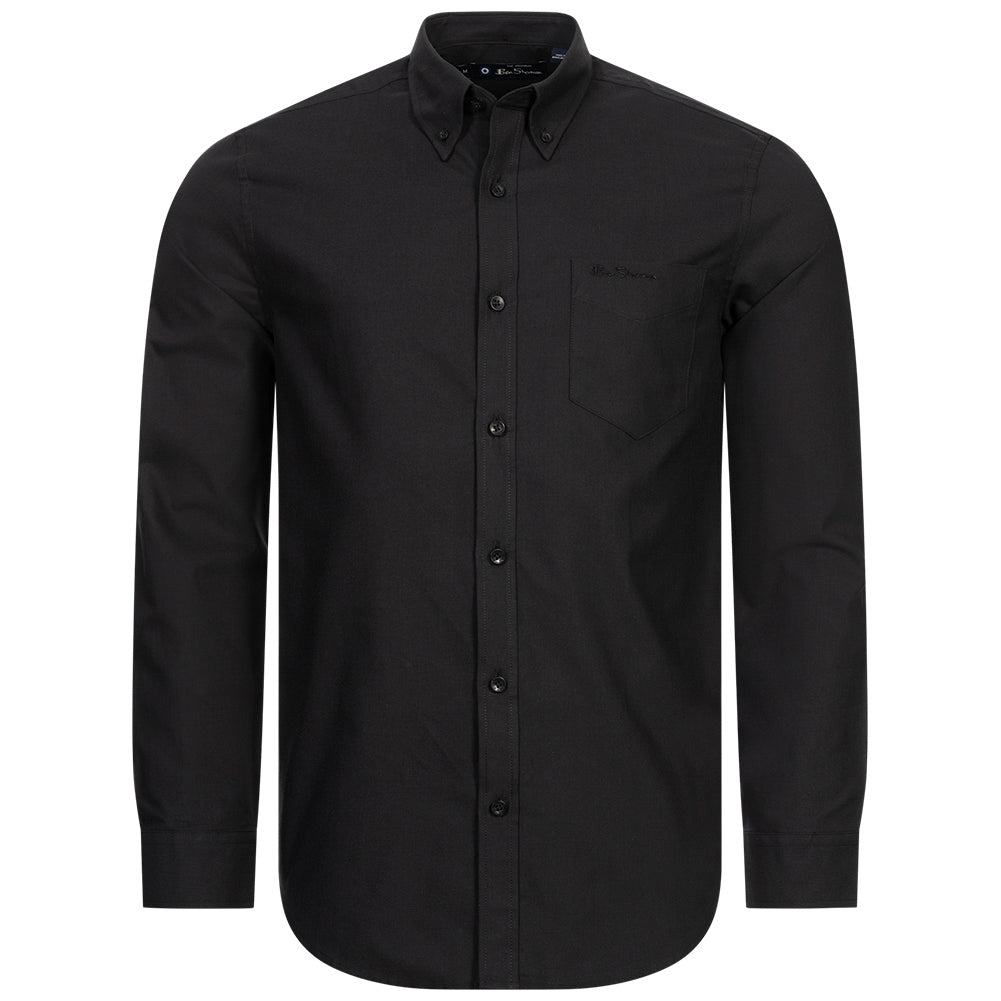 BEN SHERMAN Oxford Herren Langarm Hemd 0077857-BARELYBLACK