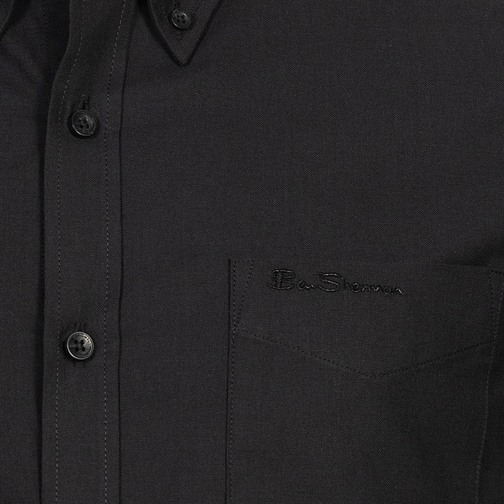 BEN SHERMAN Oxford Herren Langarm Hemd 0077857-BARELYBLACK