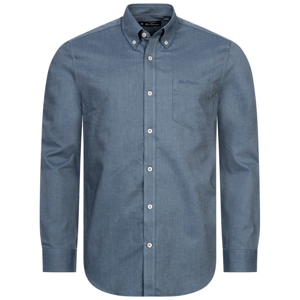 BEN SHERMAN Oxford Herren Langarm Hemd 0077857-DARKBLUE