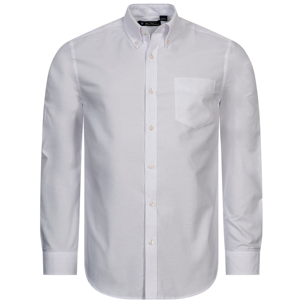 BEN SHERMAN Oxford Herren Langarm Hemd 0077857-WHITE