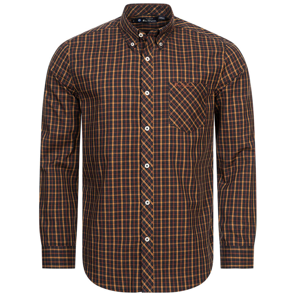 BEN SHERMAN House Check Herren Langarm Hemd 0077861-MARINE