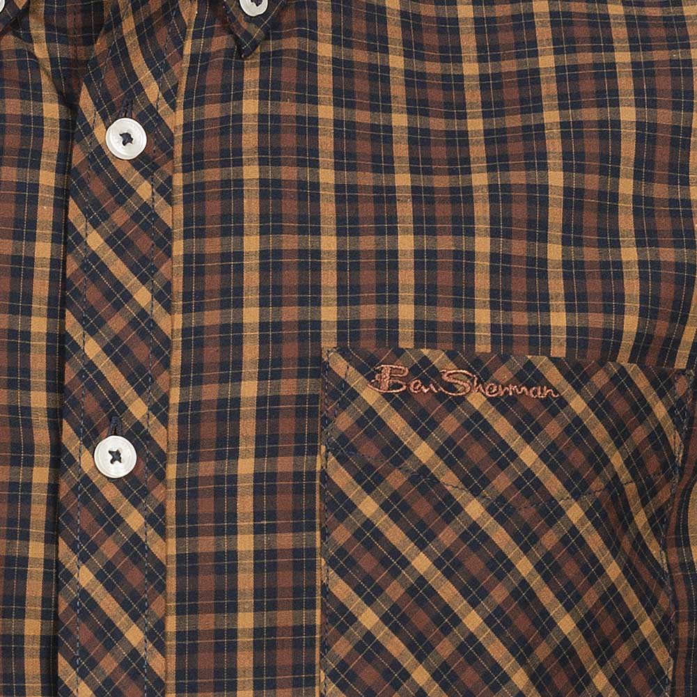 BEN SHERMAN House Check Herren Langarm Hemd 0077861-MARINE