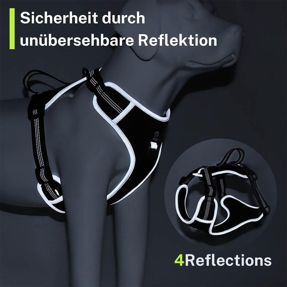 FAVVITY PET gepolstertes reflektierendes Anti-Zug Hundegeschirr schwarz