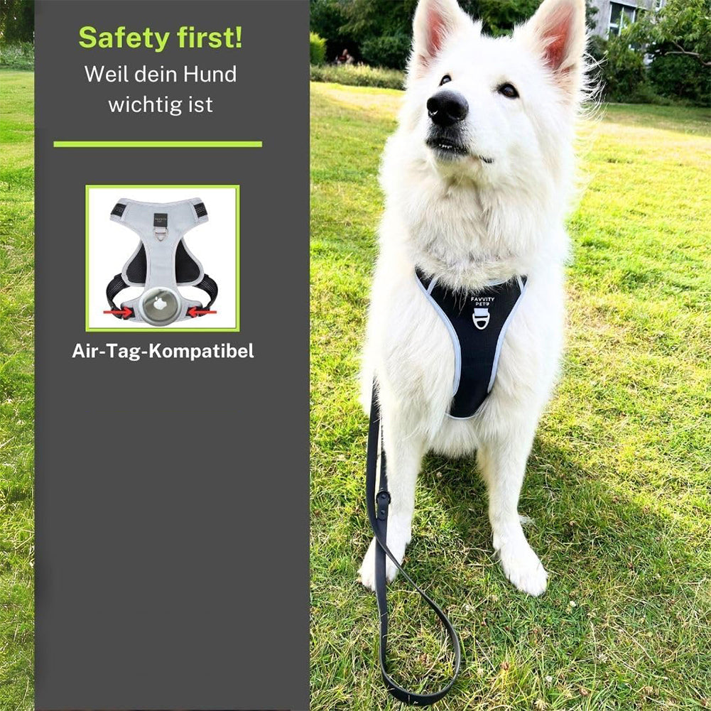 FAVVITY PET gepolstertes reflektierendes Anti-Zug Hundegeschirr grau