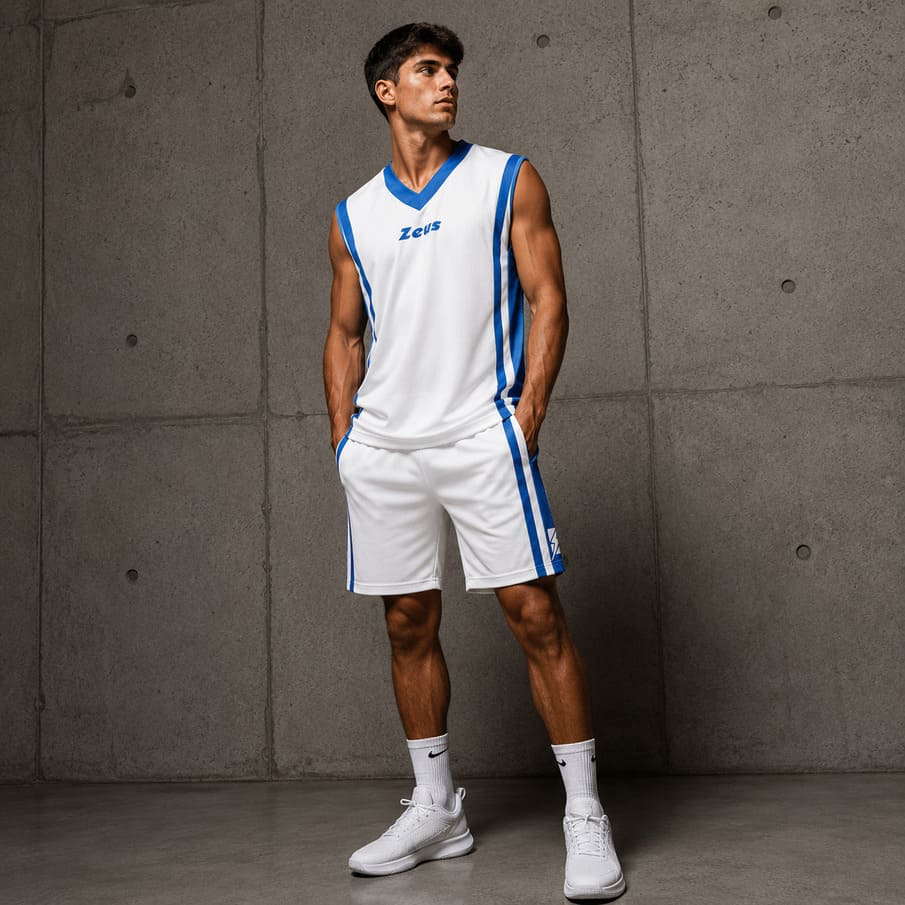Zeus Kit Bozo Basketball Trikot + Shorts 2-tlg. bianco/royal