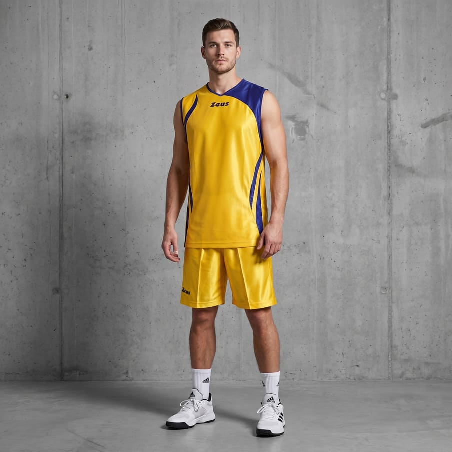 Zeus Kit Saett Herren Basketball Trikot + Shorts giallo/blu