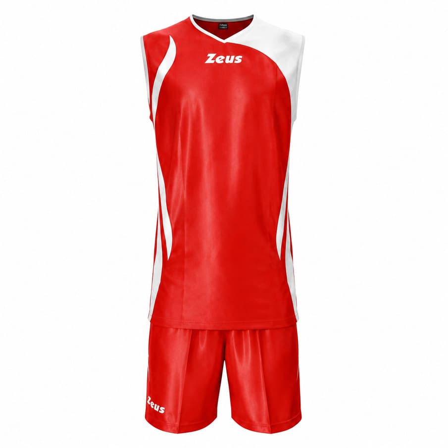 Zeus Kit Saett Herren Basketball Trikot + Shorts rosso/bianco
