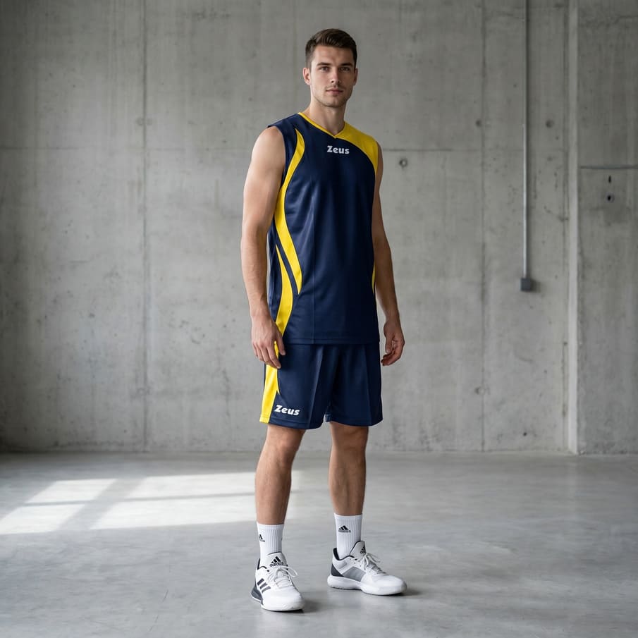 Zeus Kit Saett Herren Basketball Trikot + Shorts blu/fluo