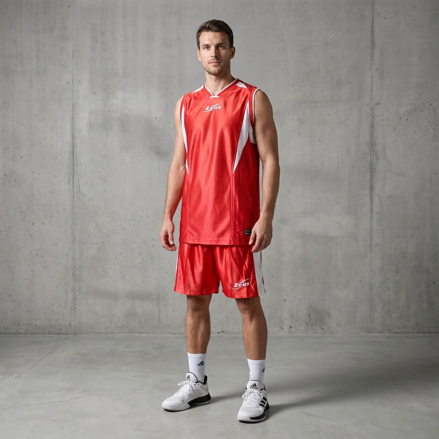 Zeus Kit Sante Basketball Trikot + Shorts rosso/bianco