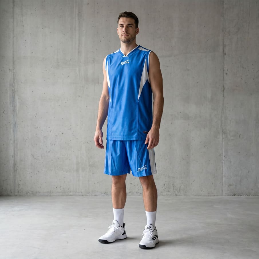 Zeus Kit Sante Basketball Trikot + Shorts royal/bianco