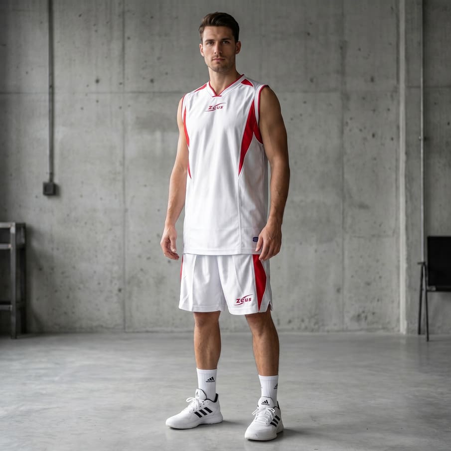 Zeus Kit Sante Basketball Trikot + Shorts bianco/rosso