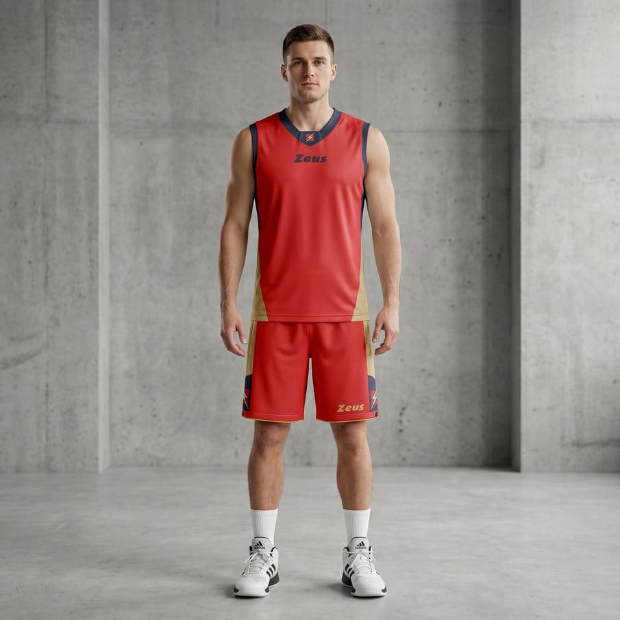 Zeus Kit King Basketball Trikot + Shorts rosso/blu