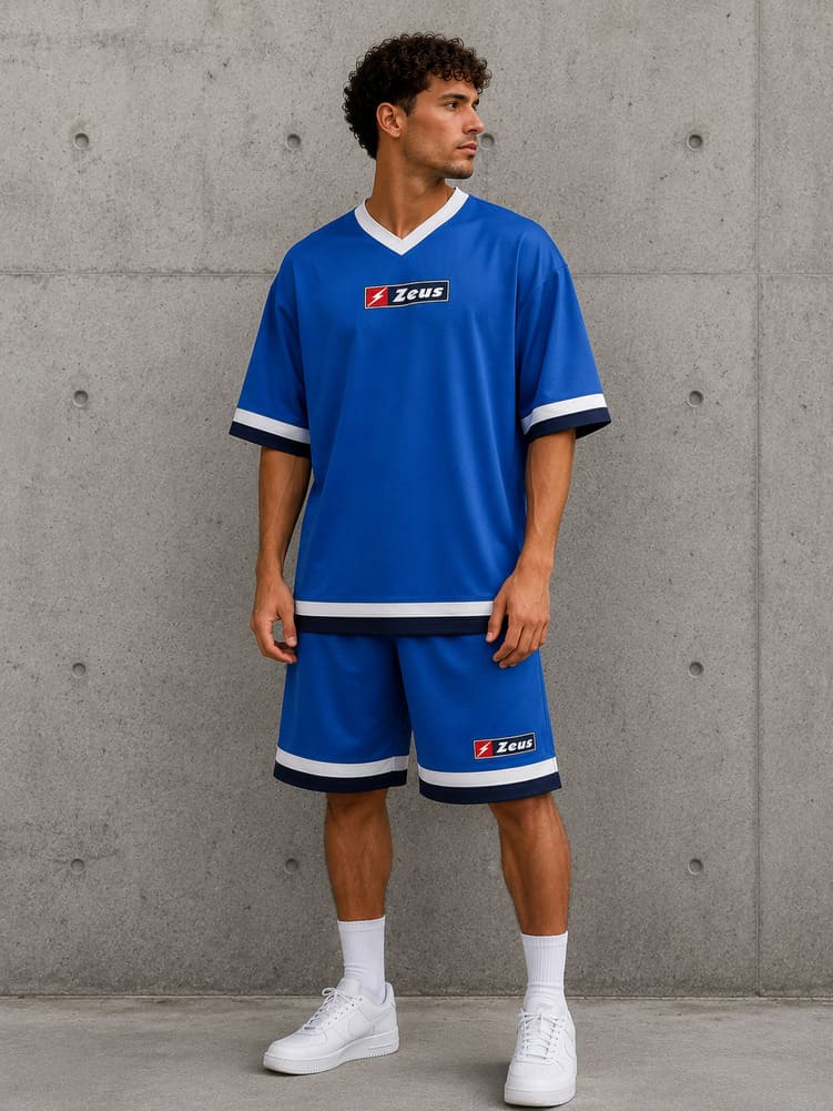 Zeus Kit Magic Basketball Trikot + Shorts royal blu/bianco