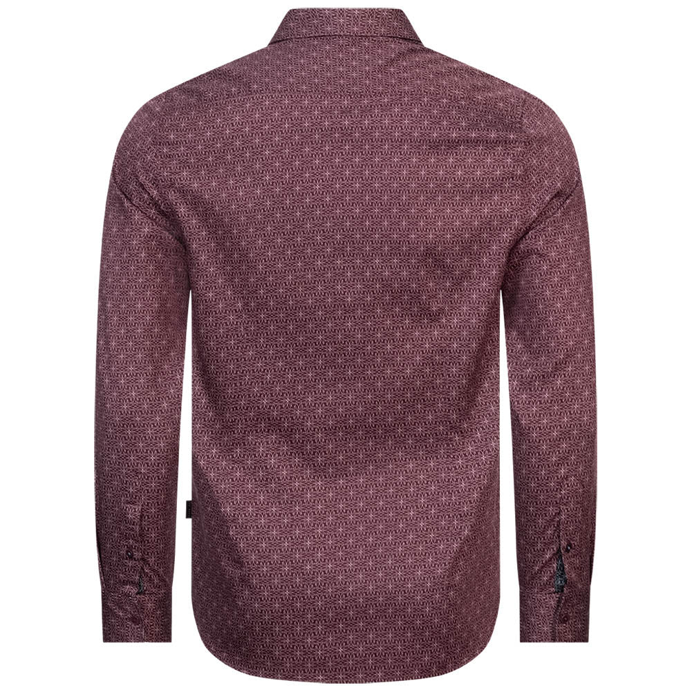 TED BAKER Pavia Star Geo Print Herren Langarm Hemd 272176-MAROON