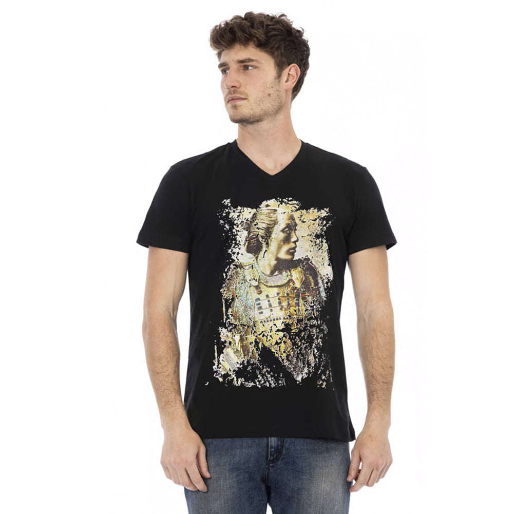 TRUSSARDI Action Herren Conqueror V-Ausschnitt T-Shirt Schwarz 2AT108003