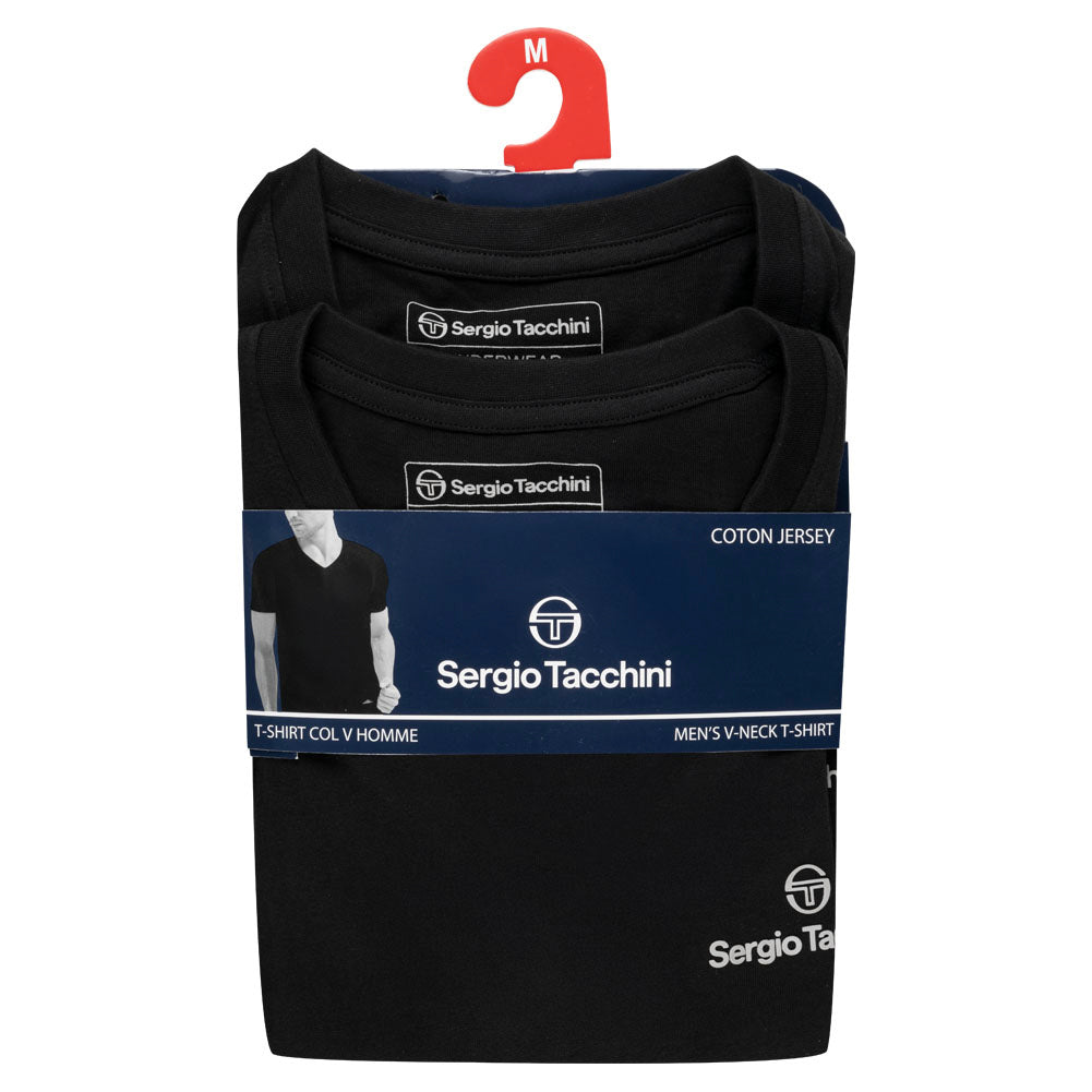 Sergio Tacchini Herren Unterhemden V-Ausschnitt 2er-Pack schwarz 39493236