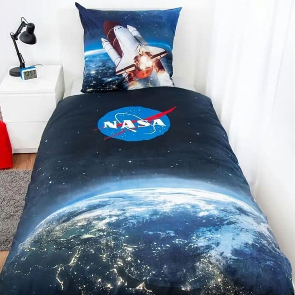 NASA Bettwäsche Set 135 x 200 cm + 80 x 80 cm Baumwolle 4006891965516