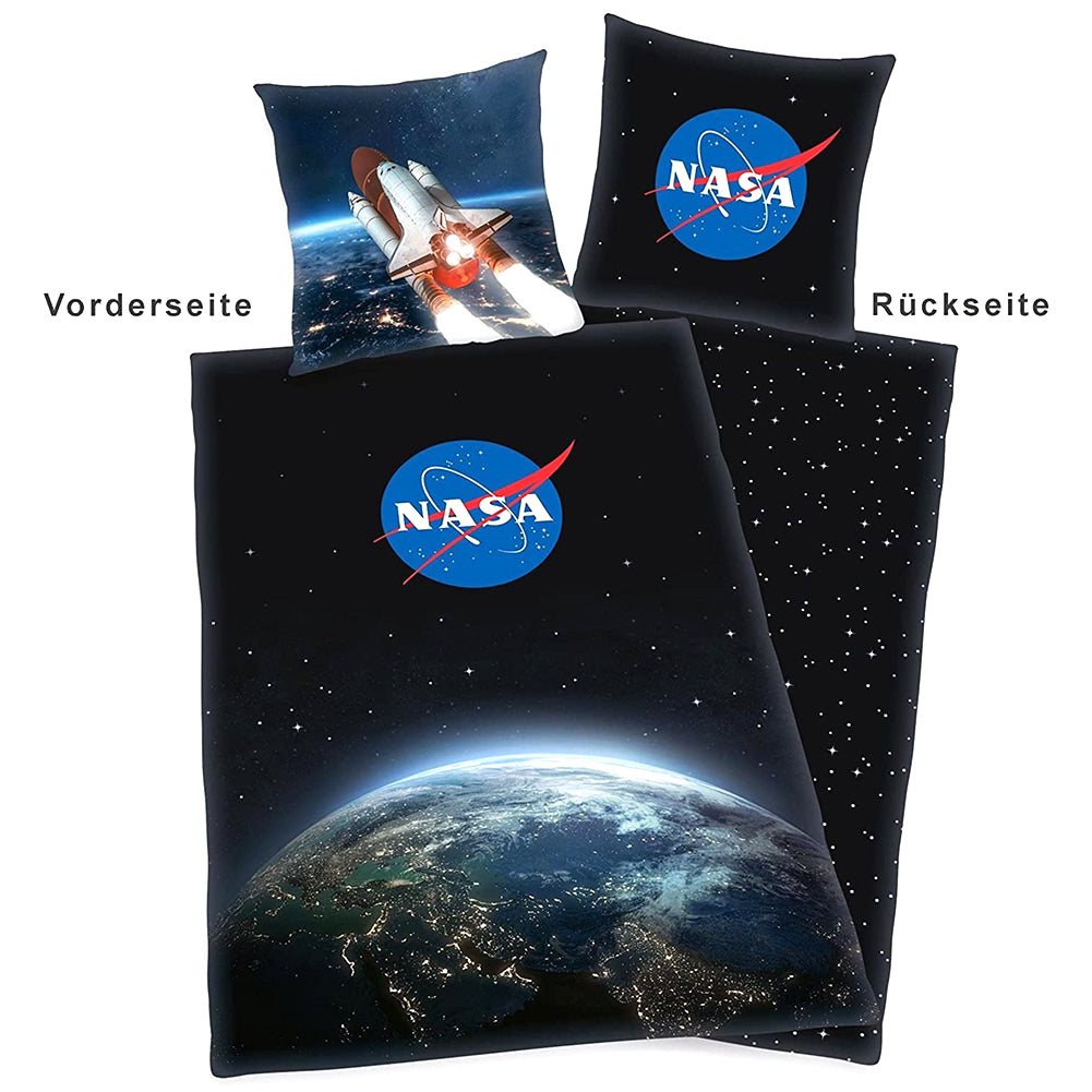 NASA Bettwäsche Set 135 x 200 cm + 80 x 80 cm Baumwolle 4006891965516
