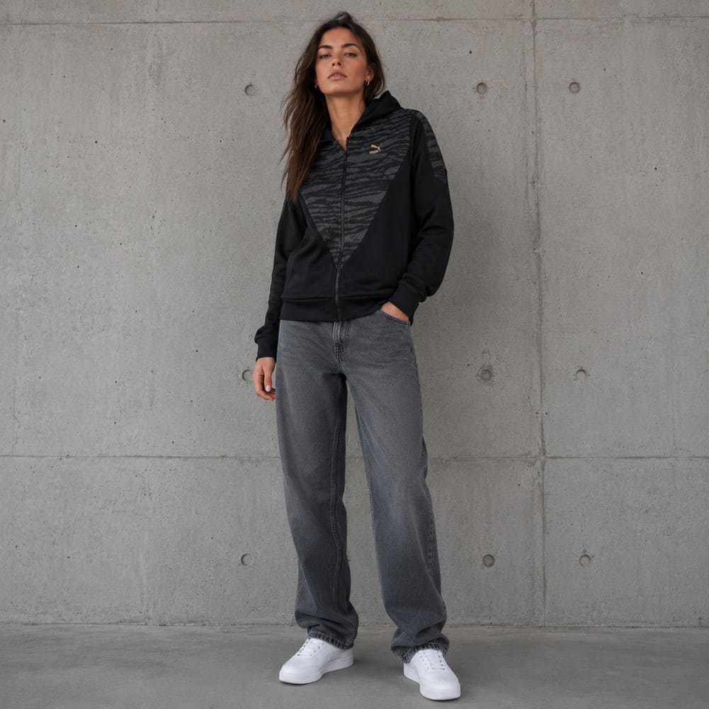 PUMA Printed Zip Damen Kapuzen Sweatjacke 566830-01