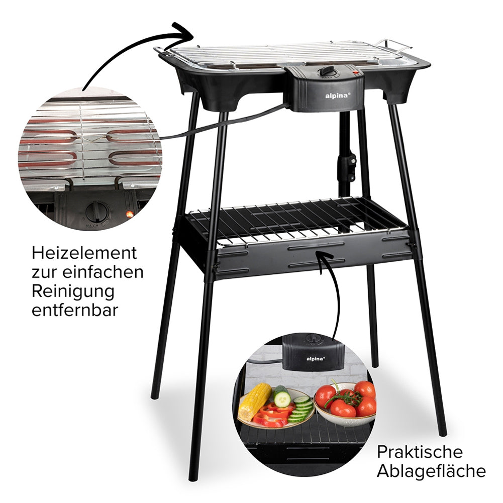 alpina Barbecue Elektro Grill mit Füßen 2 in 1 8711252182094