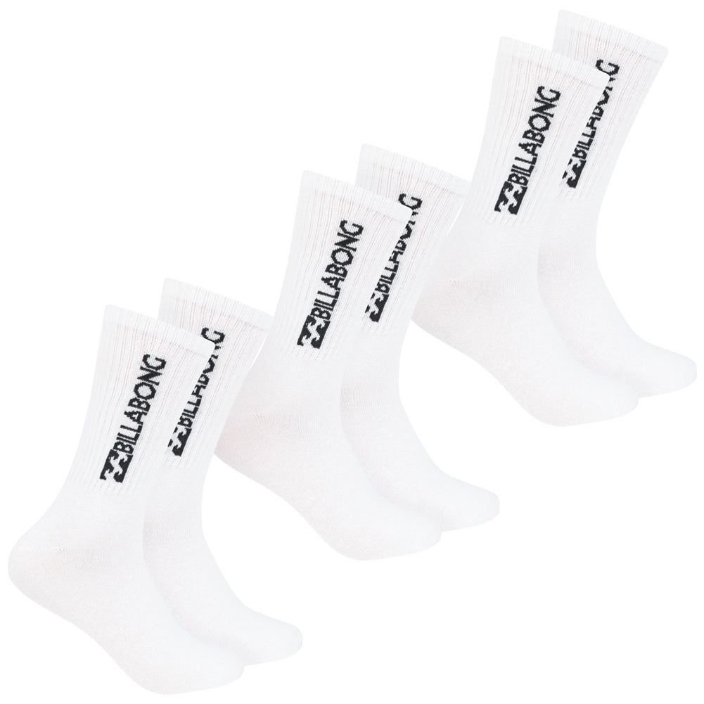 Billabong Unisex Crew Tennis Socken 3 Paar weiß BG-01 CREW