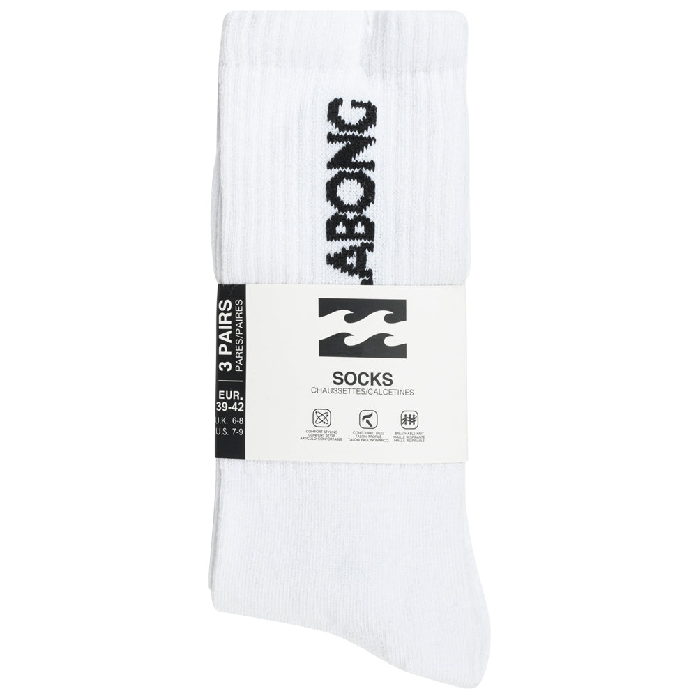 Billabong Unisex Crew Tennis Socken 3 Paar weiß BG-01 CREW