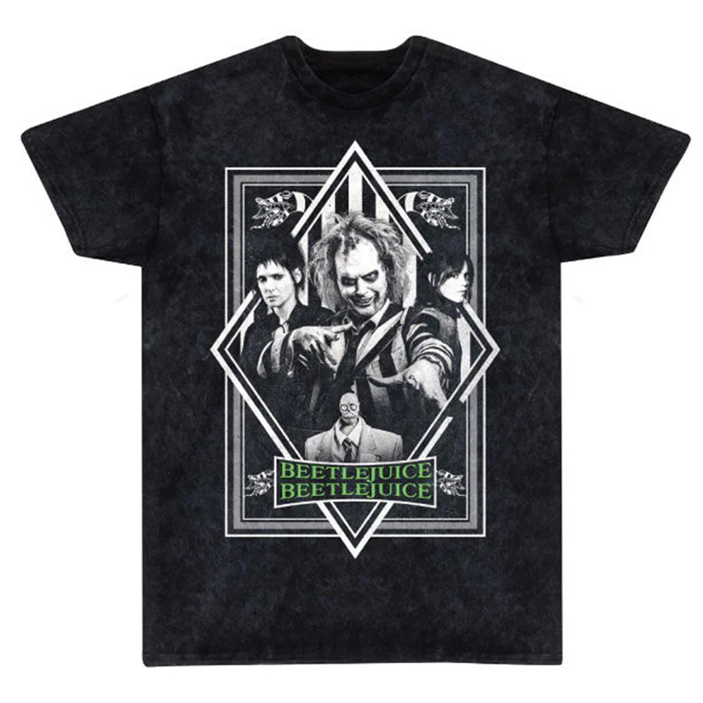 Beetlejuice BW Poster Snow Wash Herren T-Shirt BTL08854TSB
