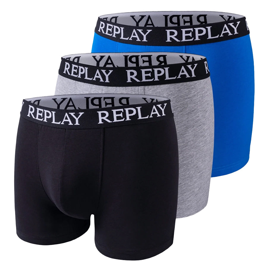 REPLAY Basic Cuff Logo Herren Boxershorts 3er-Pack I101102-N175