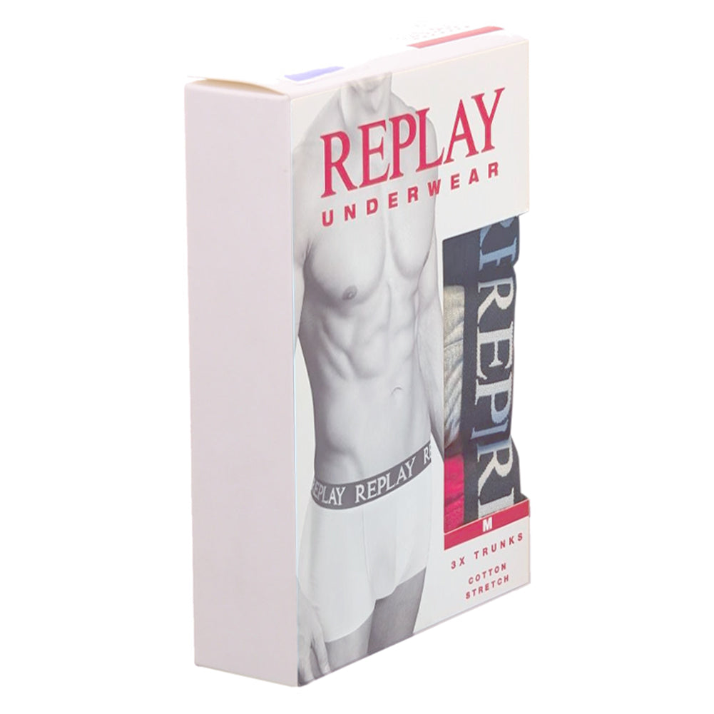 REPLAY Basic Cuff Logo Herren Boxershorts 3er-Pack I101102-N176