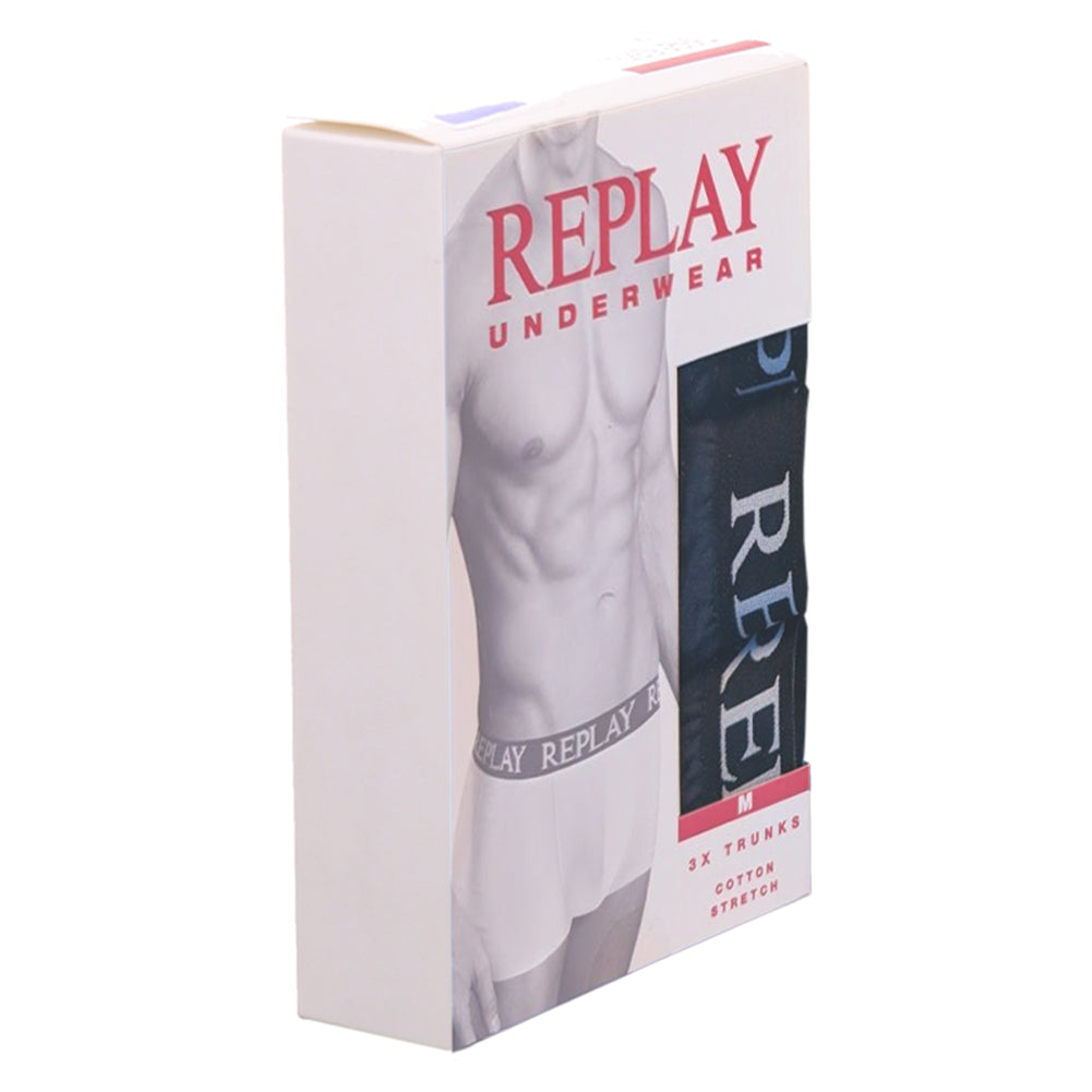 REPLAY Basic Cuff Logo Herren Boxershorts 3er-Pack I101102-N188