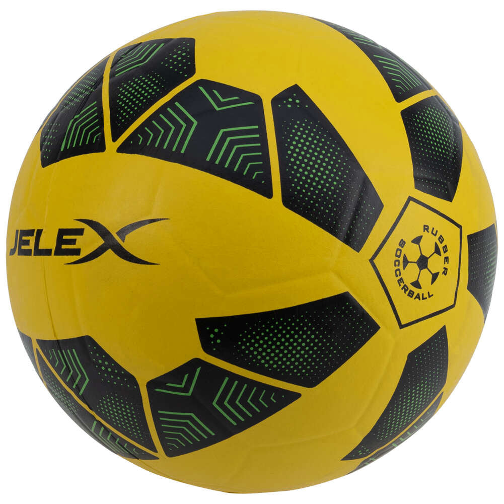 JELEX Bolzplatzheld Pallone da calcio in gomma nero-giallo
