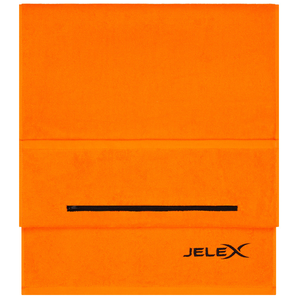 JELEX "100FIT" Fitness Handtuch mit Zip-Tasche orange