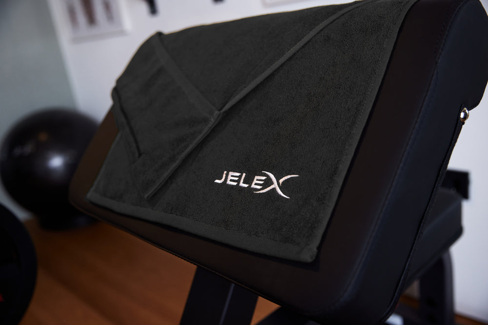 JELEX "100FIT" Asciugamano da palestra con tasca nero