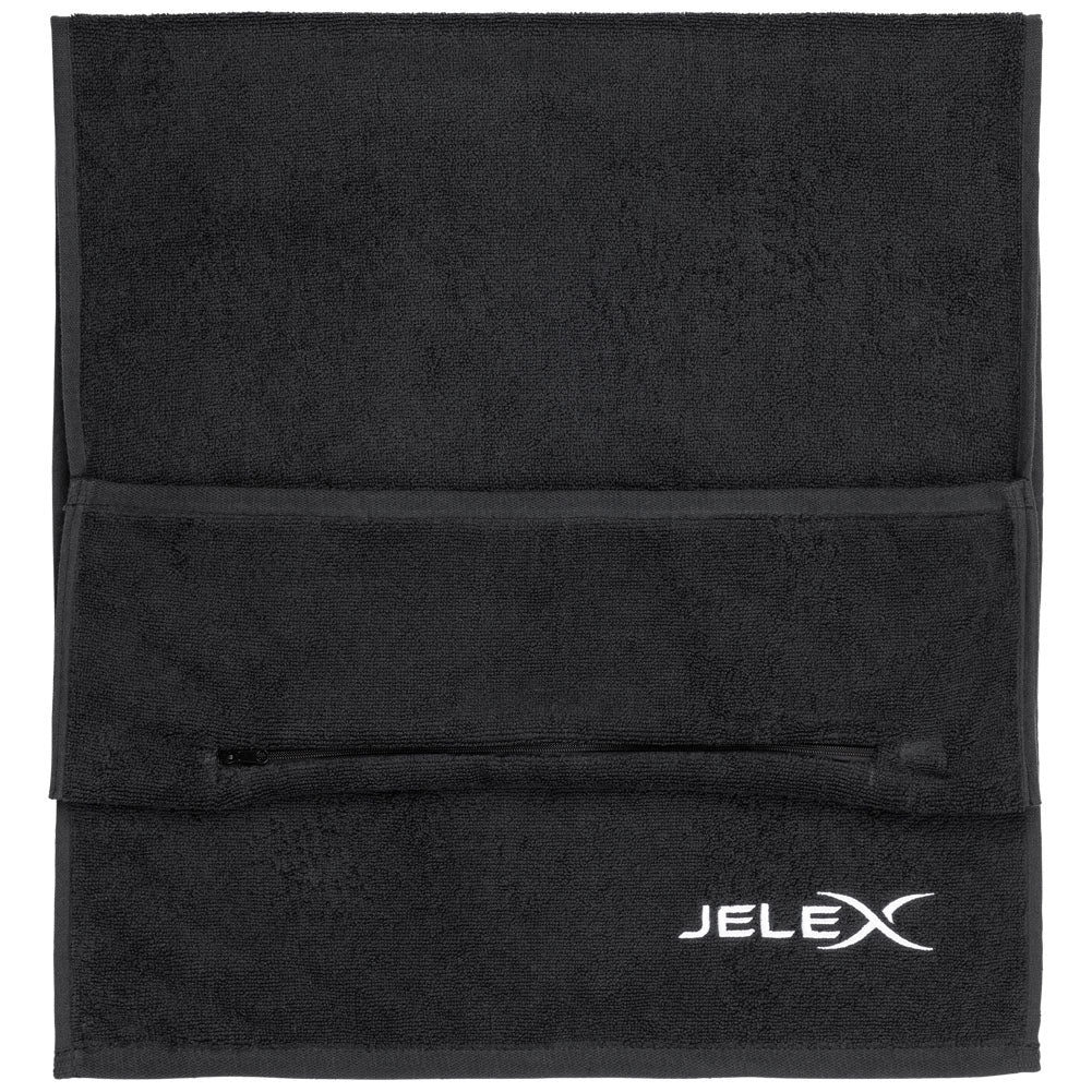 JELEX "100FIT" Asciugamano da palestra con tasca nero
