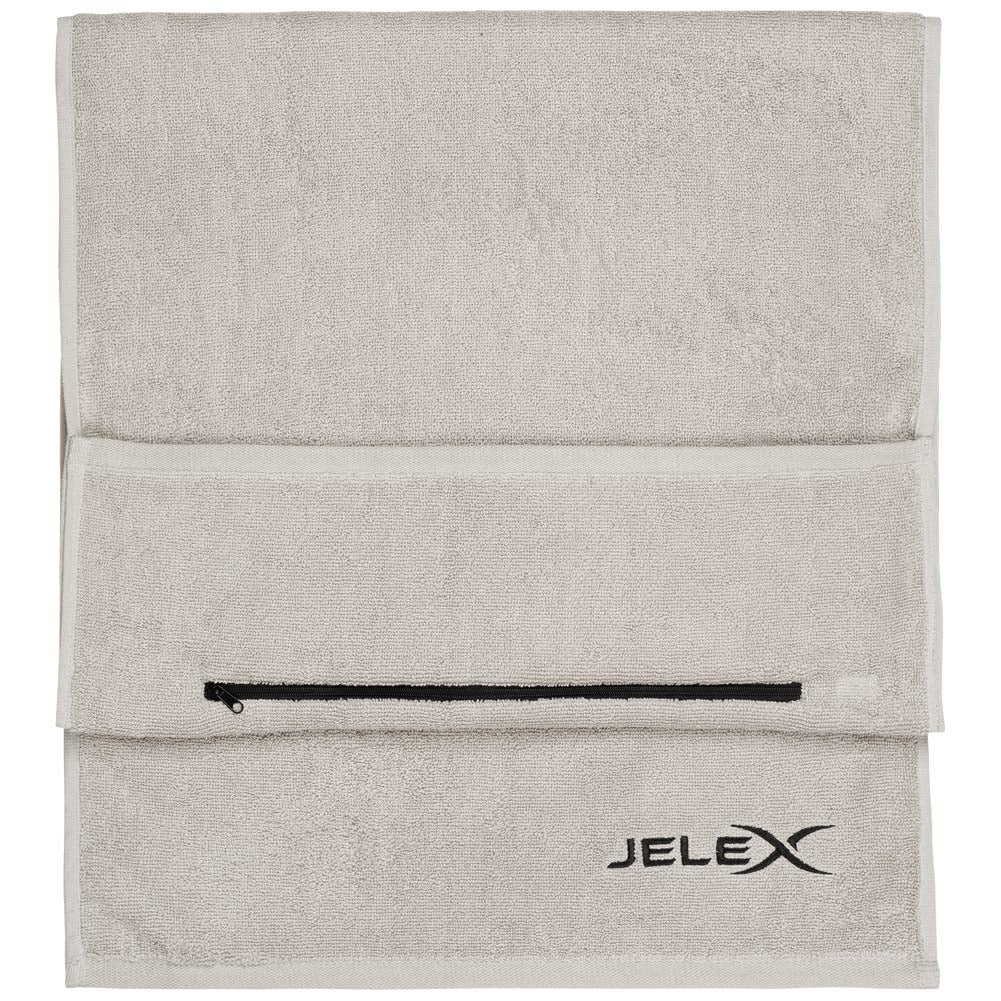 JELEX "100FIT" Asciugamano da palestra con tasca grigio