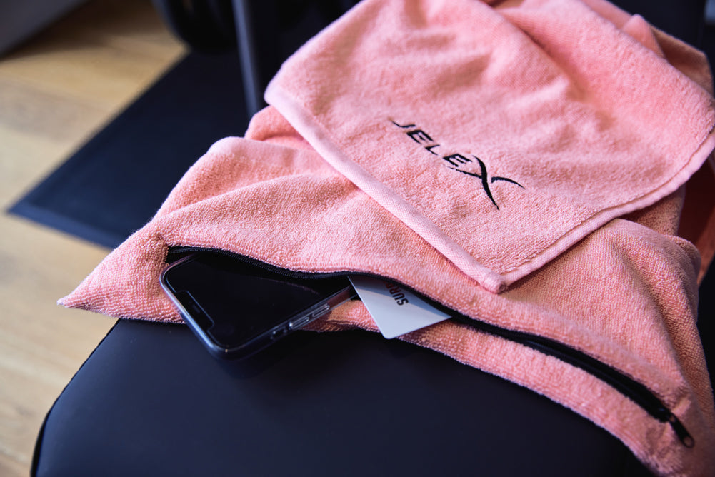 JELEX "100FIT" Asciugamano da palestra con tasca rosa