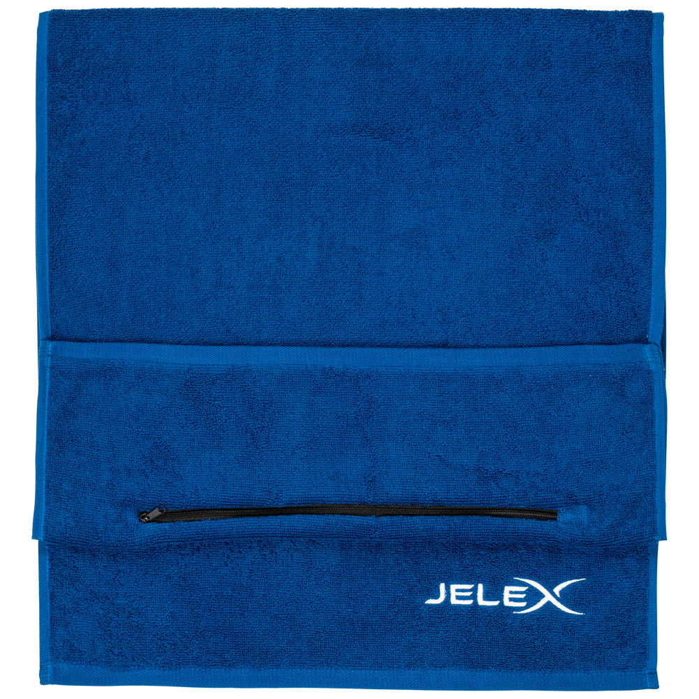 JELEX "100FIT" Asciugamano da palestra con tasca blu reale