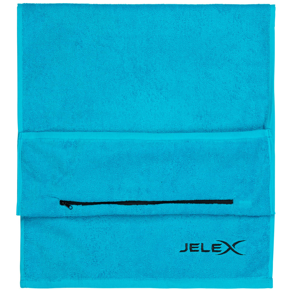 JELEX "100FIT" Asciugamano da palestra con tasca turchese