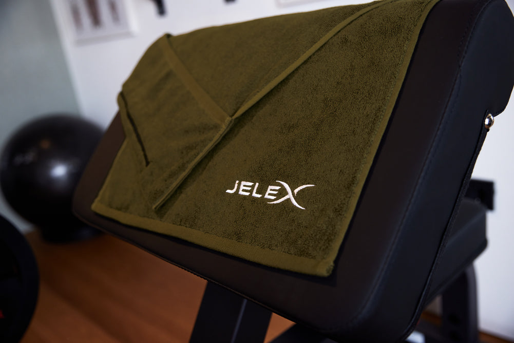 JELEX "100FIT" Asciugamano da palestra con tasca verde militare