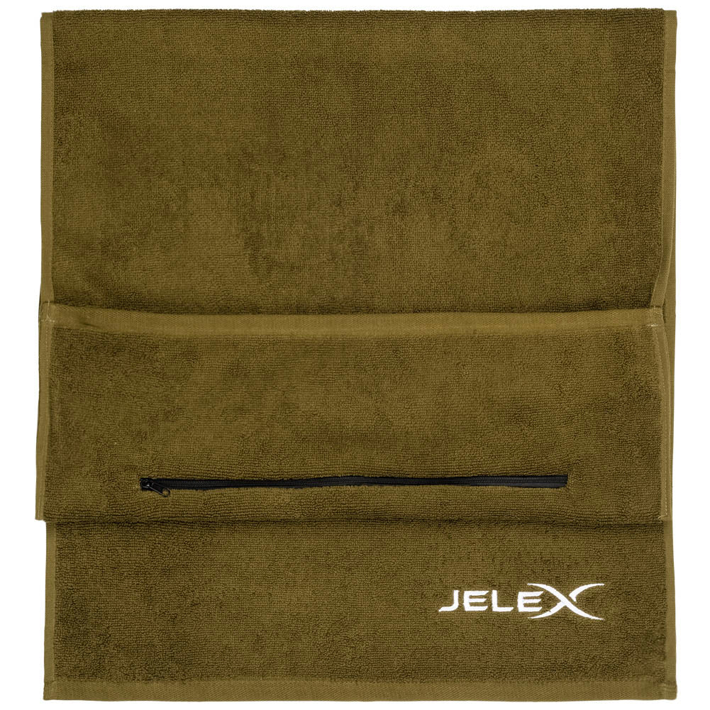 JELEX "100FIT" Asciugamano da palestra con tasca verde militare