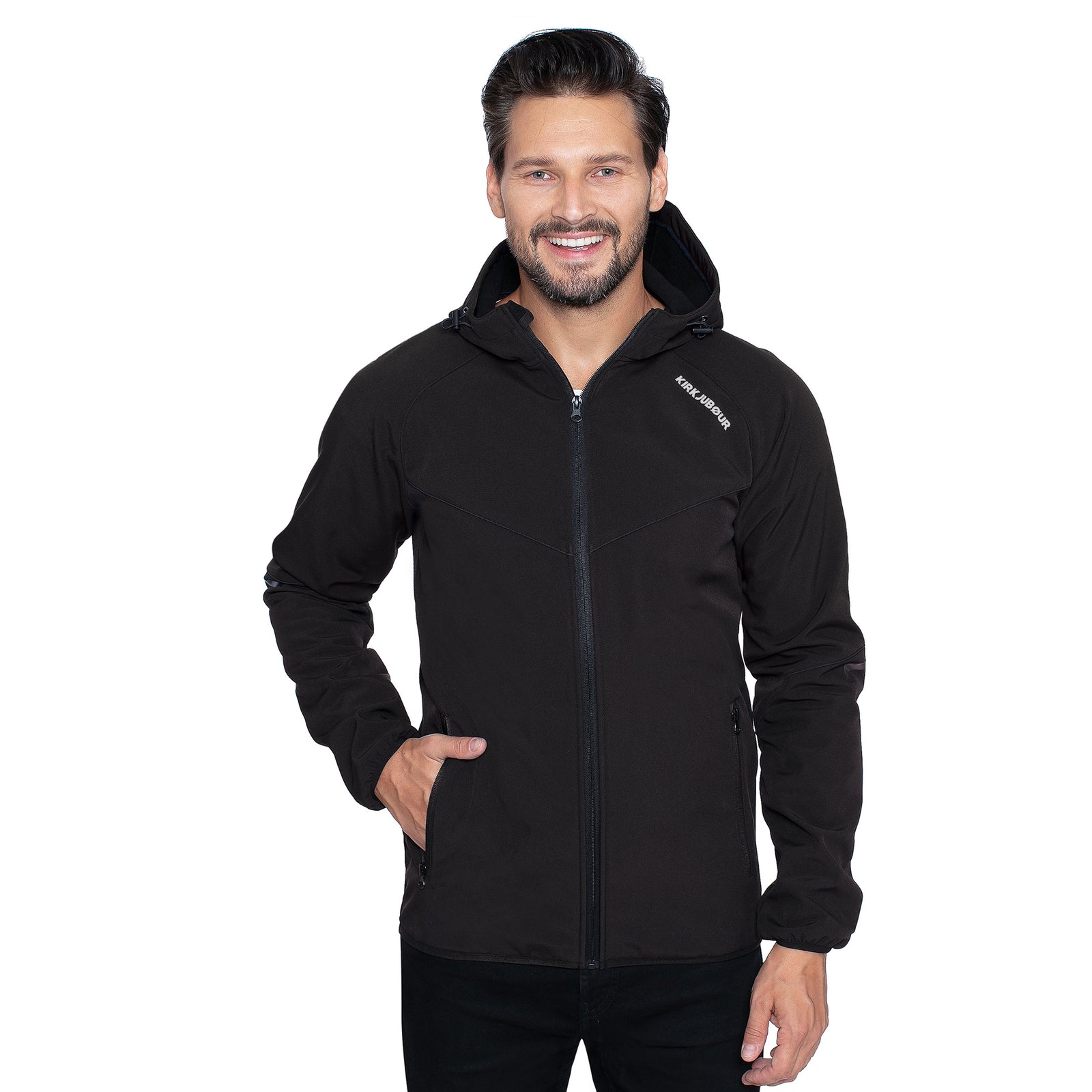 KIRKJUBØUR® "Njordr" Herren SOFTSHELLjacke 10.000 mm Wassersäule schwarz/hellgrau