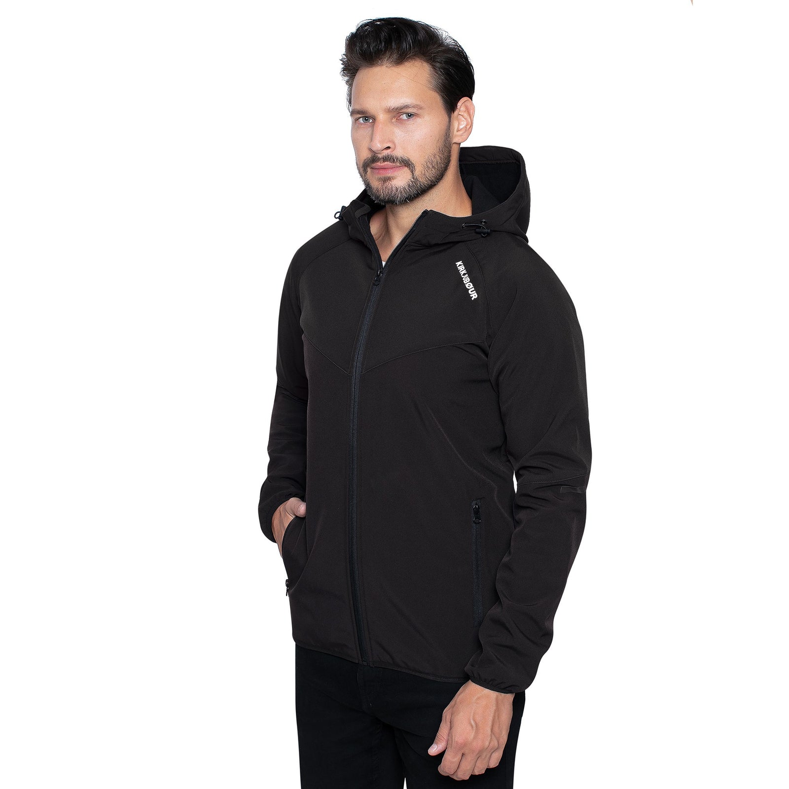 KIRKJUBØUR® "Njordr" Herren SOFTSHELLjacke 10.000 mm Wassersäule schwarz/hellgrau
