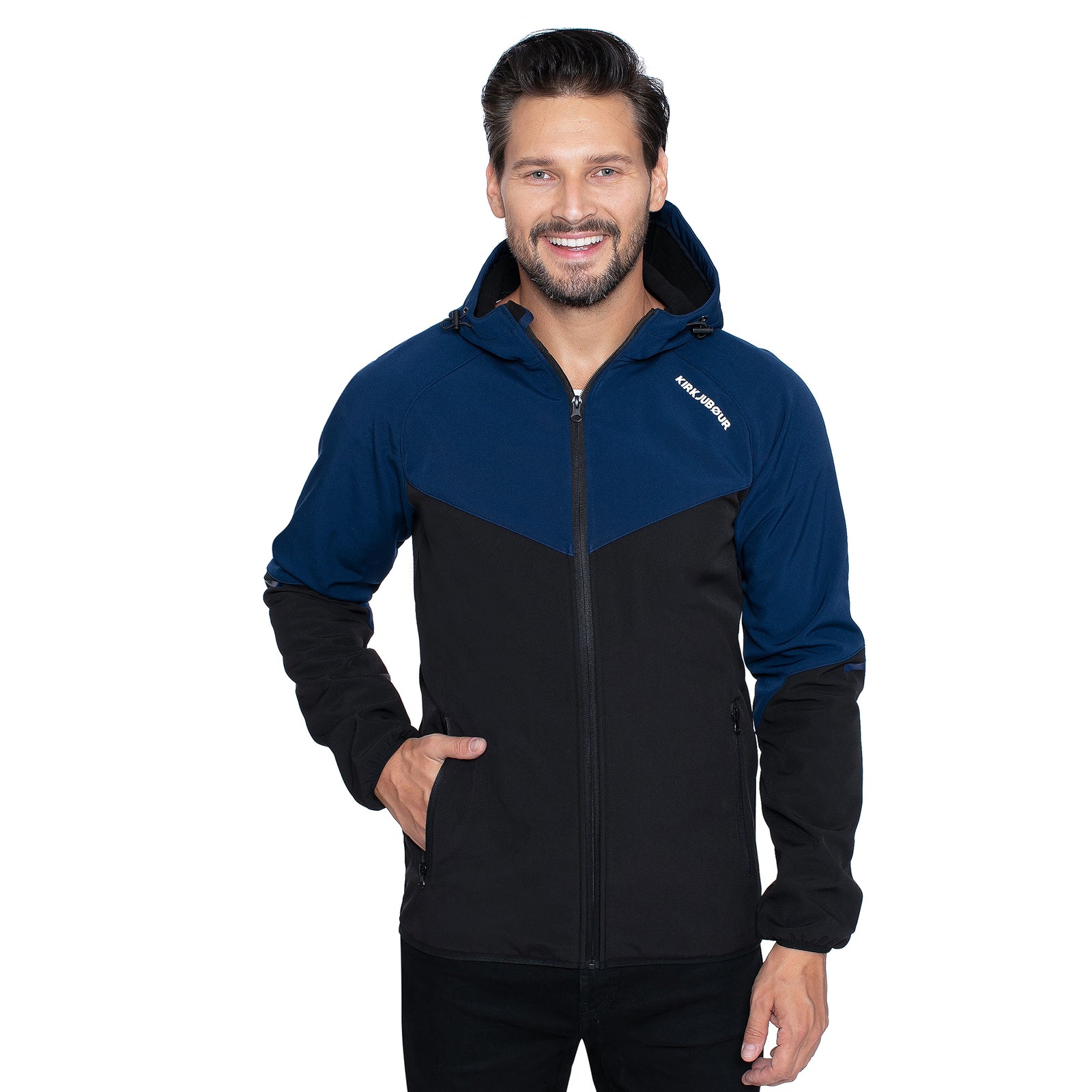 KIRKJUBØUR® "Njordr" Herren SOFTSHELLjacke 10.000 mm Wassersäule navy/schwarz